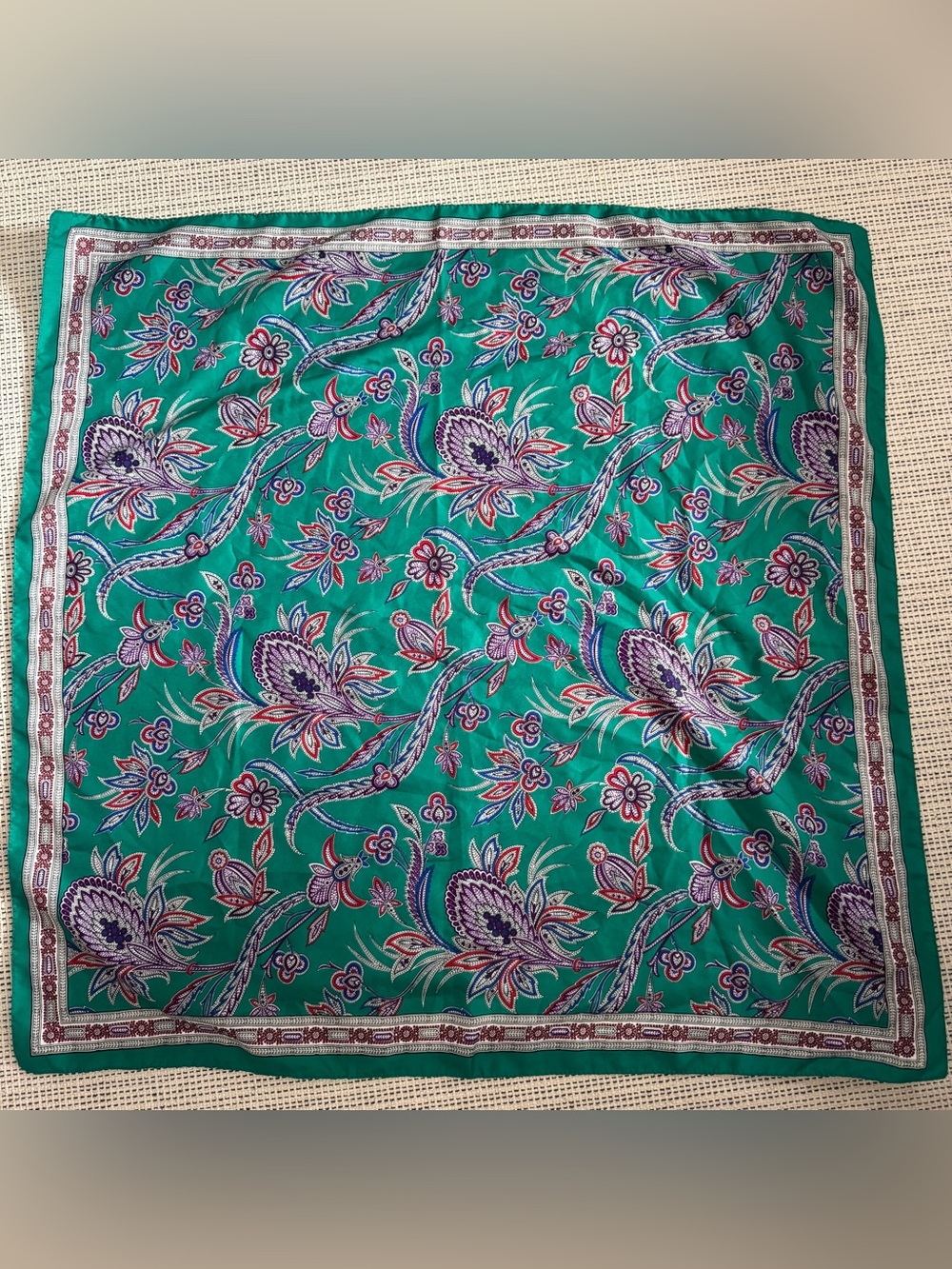 Vintage Paisley Green Square Scarf